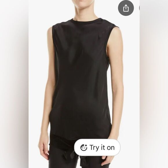 Helmut Lang Black  Tie-Hem Tank Top - Picture 1 of 12
